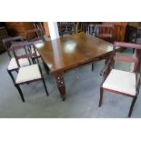 Set of six  bar back chairs( 4+2) and early 20th century dining table,