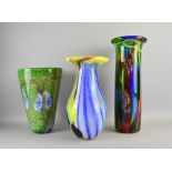 Three Modern glass vases