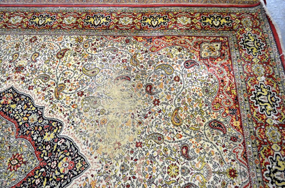 Large Persian cream ground carpet with central shaped medallion and floral motifs, multiple borders, - Image 5 of 7