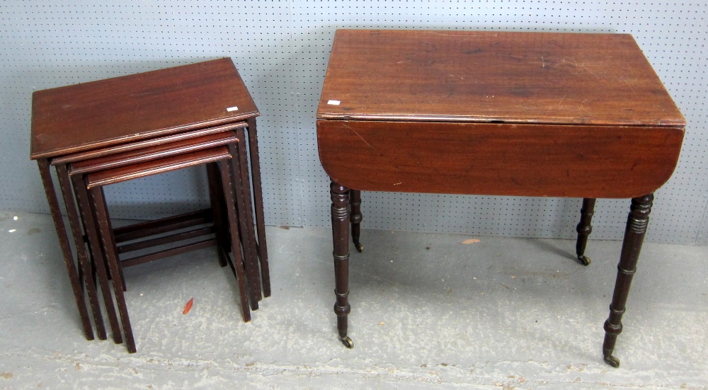 Mahogany Pembroke table and Waring and Gillows mahogany nest of four tables