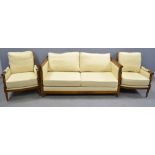 REVISED ESTIMATE œ600-1000 Wesley Barrell three piece cream upholstered suite		 With Carelessness