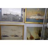 Three prints of sailing ships and another unframed