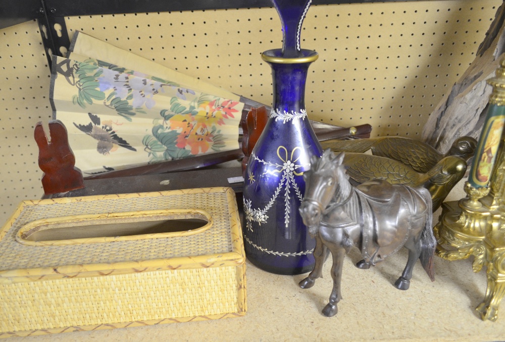 NOTE DECANTER WITHDRAWN FROM THIS LOT 20th Century clock garniture and a resin sculpture and other - Image 2 of 2
