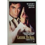 James Bond License To Kill (1988) US Advance One sheet film poster, starring Timothy Dalton,