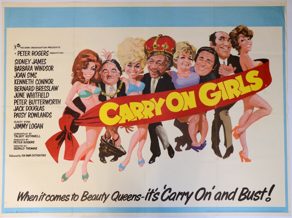 Carry On Girls (1973) British Quad film poster, comedy starring Joan Sims, art by Arnaldo Putzu, - Image 3 of 3