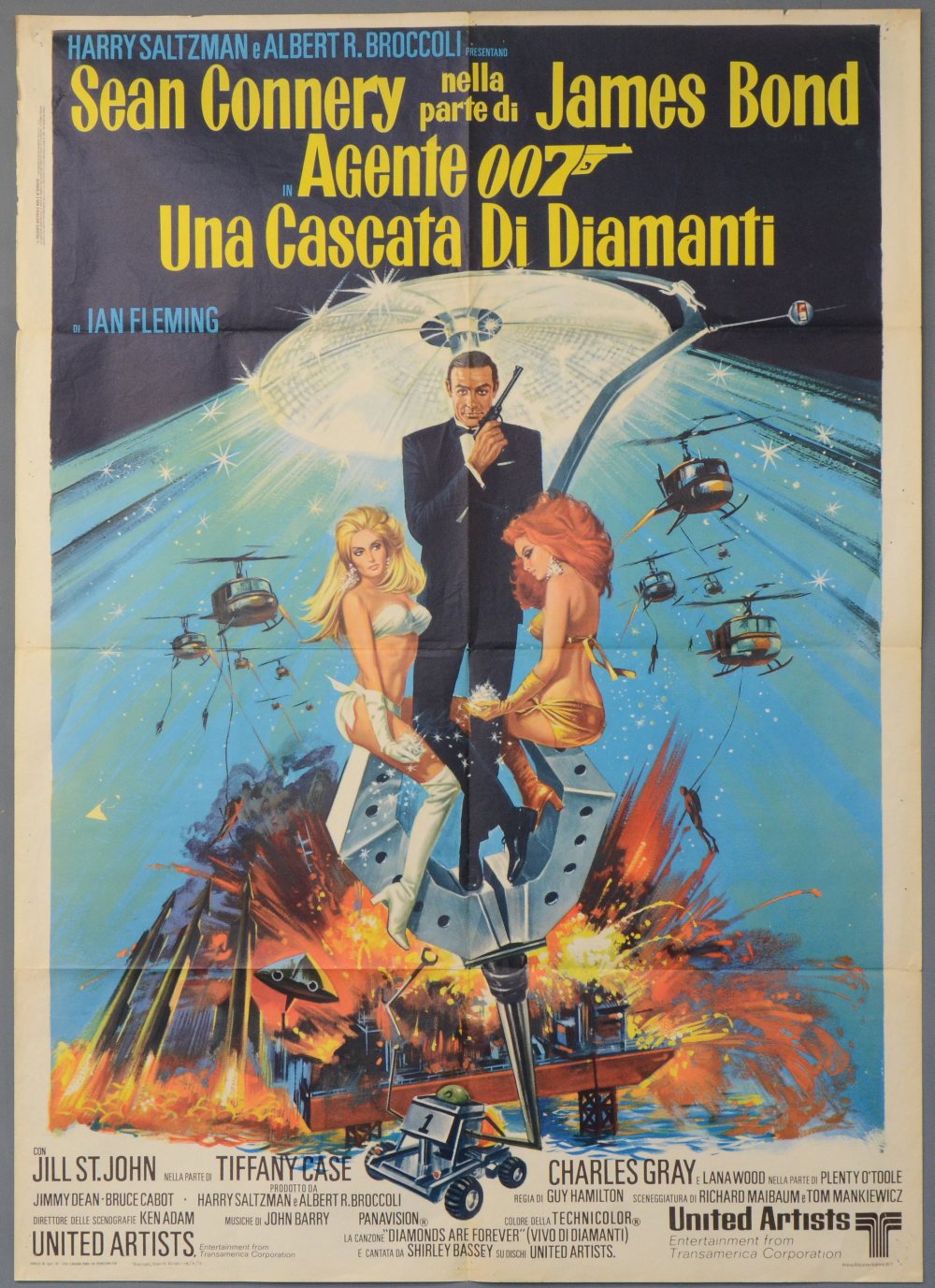 James Bond Diamonds Are Forever (1971) Italian 2 Foglio film poster, starring Sean Connery, United