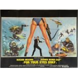 James Bond For Your Eyes Only (1981) British Quad film poster, starring Roger Moore, Design by