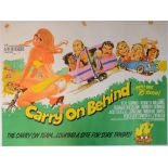 Carry On Behind (1975) British Quad film poster, comedy starring Jack Douglas, art by Arnaldo Putzu,