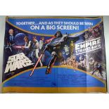 Star Wars, Four British Quad film posters including Star Wars / The Empire Strikes Back double-bill,