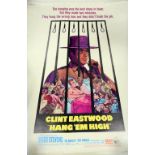 Hang 'Em High (1968) 40 x 60 film poster, western starring Clint Eastwood, United Artists, linen