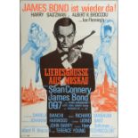 James Bond German film posters, including Diamonds Are Forever, From Russia With Love, Moonraker,