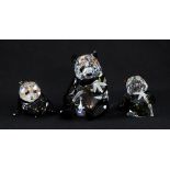 Swarovski crystal endangered animals collection, panda mother and two cubs, nos. 900918, 905543,