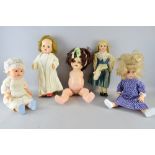 Five 20th century dolls,Provenance:  From a single owner collection of over 300 dolls including: