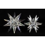 Swarovski Silver clear crystal graduated pair of star candle holders, boxed, No damage seen