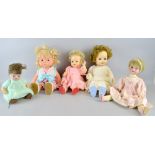 Five 20th century dolls, Provenance:  From a single owner collection of over 300 dolls including: