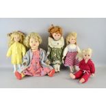 Five 20th century dolls,Provenance:  From a single owner collection of over 300 dolls including: