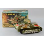 Japanese battery operated toy tank, boxed, 23.5cm long,