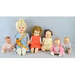 Six 20th century dolls,Provenance:  From a single owner collection of over 300 dolls including: