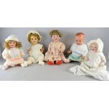 Five 20th century dolls, Provenance:  From a single owner collection of over 300 dolls including: