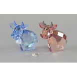 Swarovski crystal Lovlots Belle Mo cow and Charming Mo cow, nos. 1041285, 1089201, boxed,