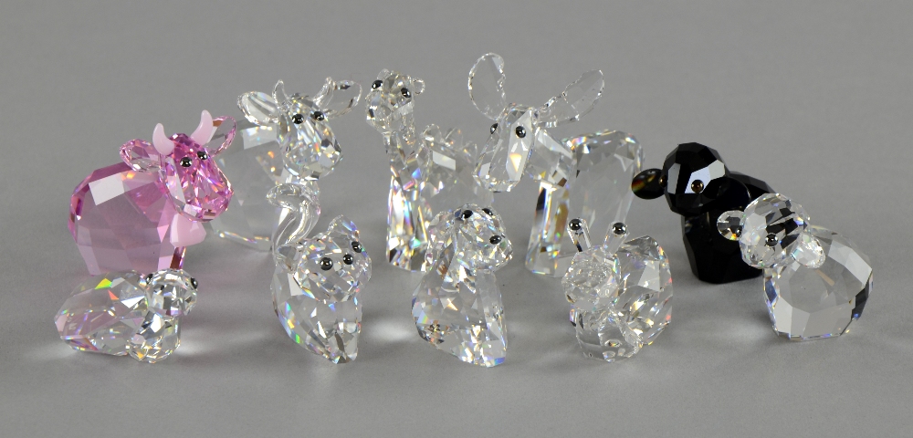 Ten Swarovski crystal Lovlots 'Pioneer' collection animals, boxed, No damage seen