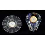 Two Swarovski crystal table clocks,  Helios and Curacao, one set with blue stone, nos. 200086,
