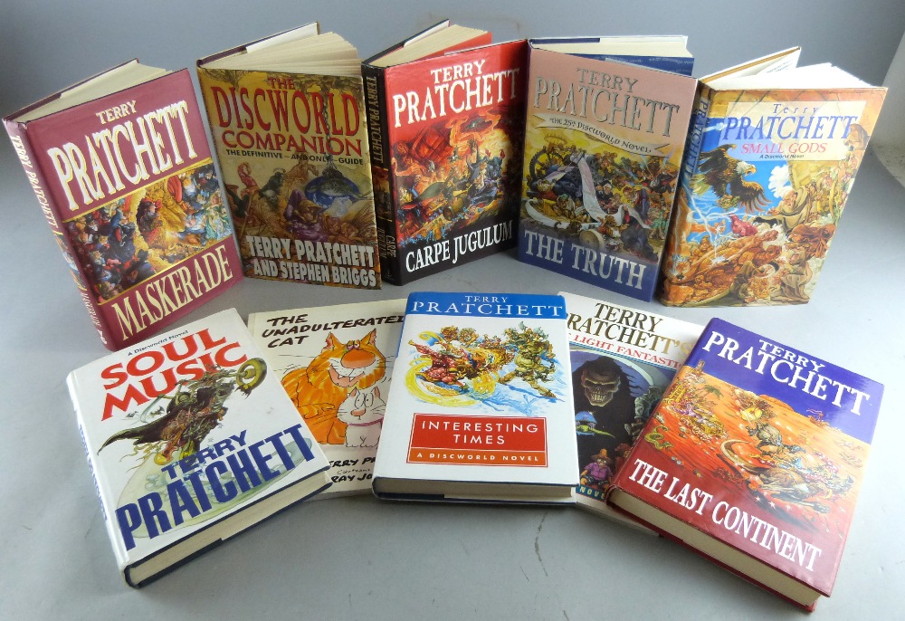 Eight Terry Pratchett novels, all hardbacks and with dustwrappers, together with two other Pratchett