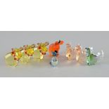 Eight Swarovski crystal Lovlots Pioneer limited edition collection animals, boxed, orange cow horn