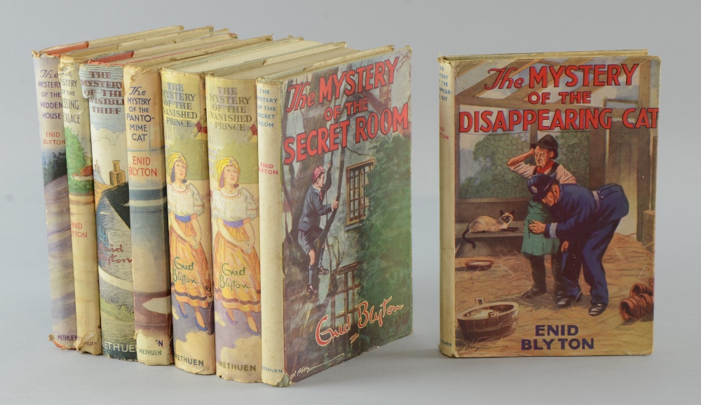 Collection of eight Enid Blyton novels from the Five Find-Outer series, all books with their dust