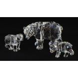 Swarovski crystal glass three polar bears, Mother Bear, Brother Bear, Sister Bear (limited edition),