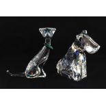 Swarovski silver crystal symbols cat and dog, both wearing collars, nos. 289478 and 289202, boxed,