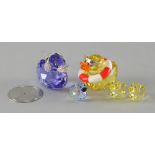 Five Swarovski crystal Happy Ducks, Sunny Sam with a life ring and sunglasses, Cheerful Zoe, two