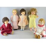 Five 20th century dolls, Provenance:  From a single owner collection of over 300 dolls including: