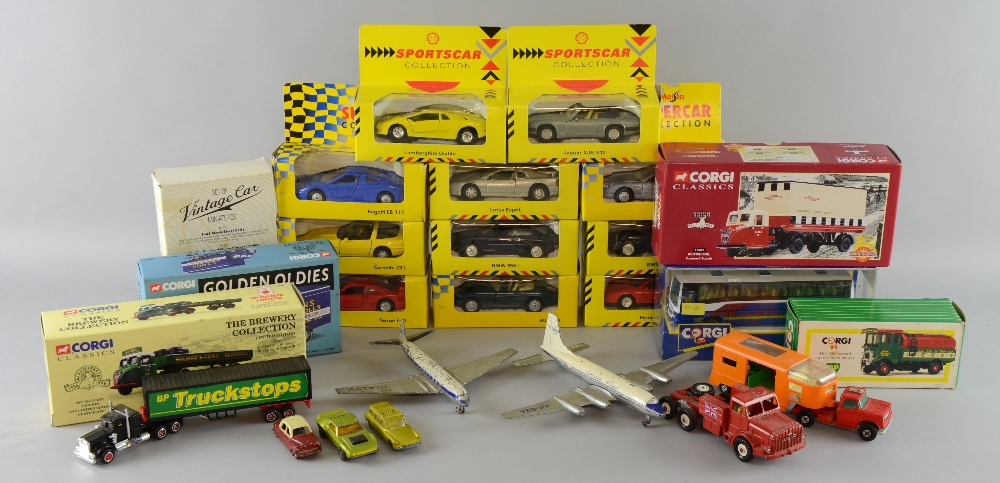 Collection of modern Corgi and Supercar boxed collector's cars, and other toys,