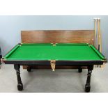 Riley snooker table with oak top (converted into a dining table). 30x41x76
