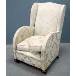 Early 20th century child's armchair on oak bun feet