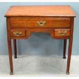 19th Century oak low boy of three drawers 64cm x 67cm