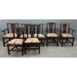 Set of five 19th century mahogany Chippendale style dining chairs with drop in seats (4+1) and two