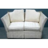 Cream upholstered two seater Knoll drop end settee