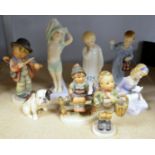 Four Royal Doulton figures, To Bed HN1805, Darling HN985, Mary had a little Lamb HN2048 and Wee