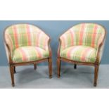 Pair of Adam Style walnut framed tub Chairs by William Switzer Provenance: Part of a  collection