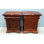 Pair of hardwood bedside cupboards