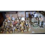 Collection of Peter Fagan resin bears and two Capo di Monte figures,