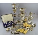 Collection of silver plate to include a tea set