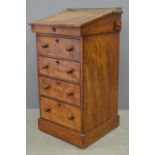 George IV mahogany Davenport with swivelling galleried top, enclosing two drawers, over four