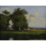 20th century  English landscape unsigned oil on board 18cm by 22cm