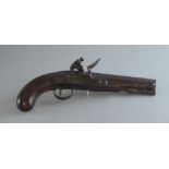 19th century flintlock pistol with engraved plate, ramrod,