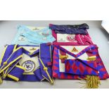 Masonic Aprons (4)  Masonic Ties (4) and three pairs of Masonic cuff links