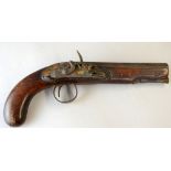 19th century Ashford & Co., flintlock pistol with walnut butt, ram rod, and engraved trigger guard,