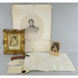 Maxwell family military ephemera to include Pyrenees Battle Honour etc. in oak box dated 1802